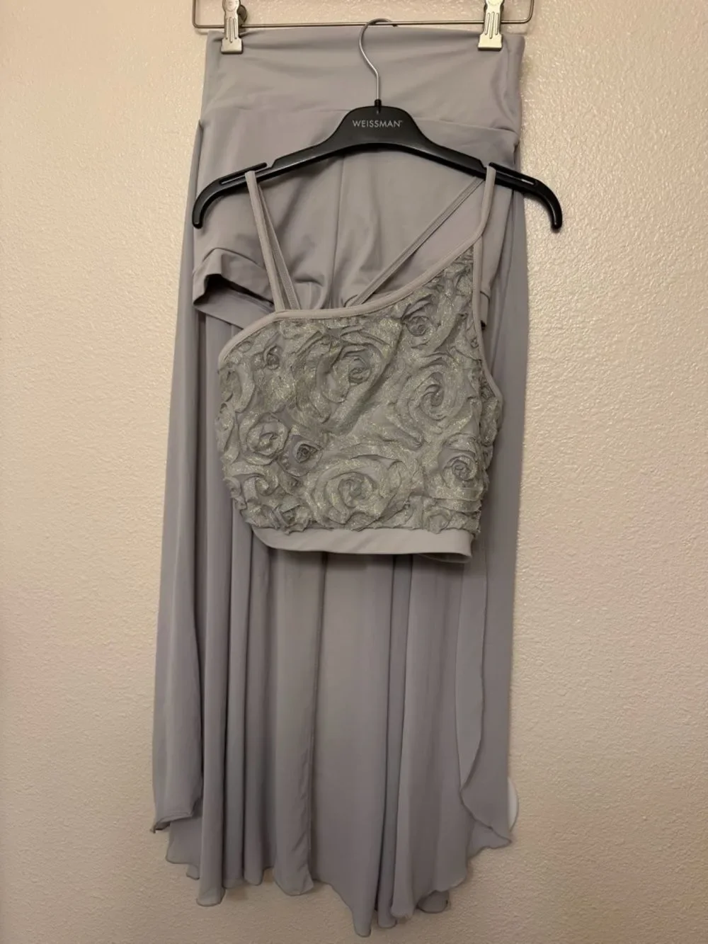 Weissman dance costume 2 piece gray Something In The Water 8613 MA-Medium adult